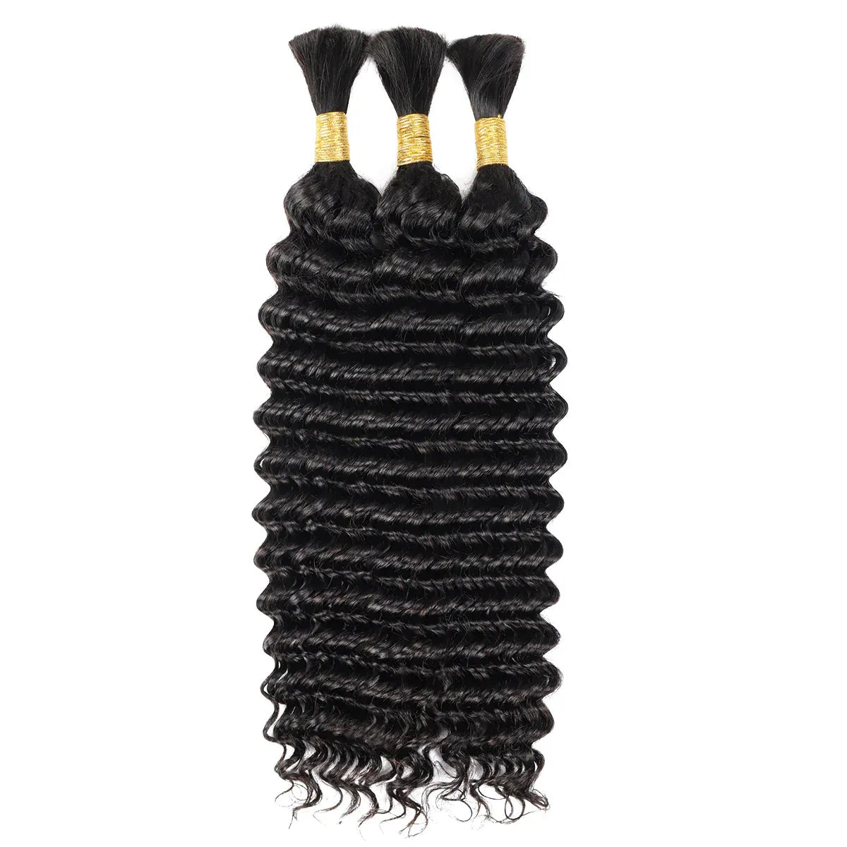 Ashimary Deep Wave Bulk Human Hair For Boho Knotless Braiding  Natural Black