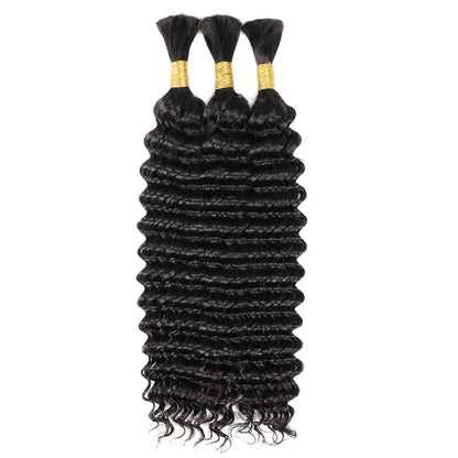 Ashimary Deep Wave Bulk Human Hair For Boho Knotless Braiding  Natural Black