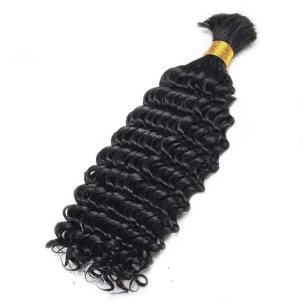 Ashimary Deep Wave Bulk Human Hair For Boho Knotless Braiding  Natural Black