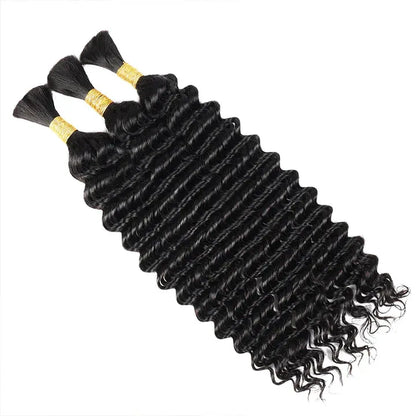 Ashimary Deep Wave Bulk Human Hair For Boho Knotless Braiding  Natural Black