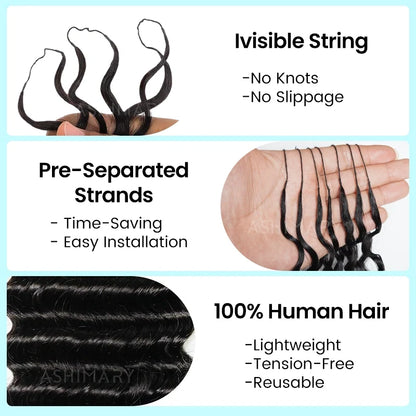 Deep Wave Seamless Feather Crochet Hair Extension Double Drawn Human Hair