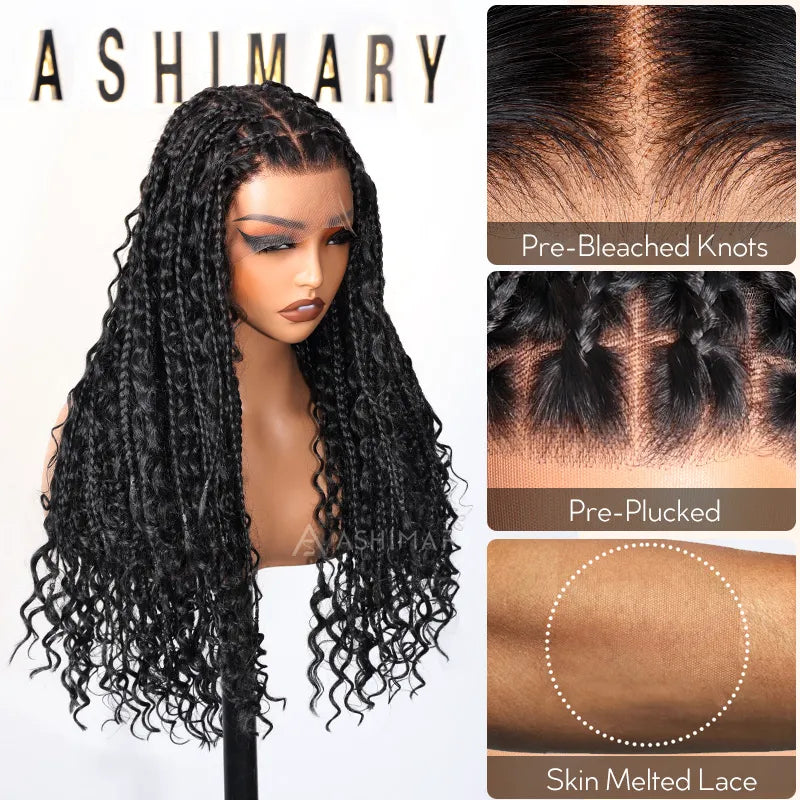 $100 OFF Braided Ombre Brown Water Wave Wig 6x4.5 Closure Lace Braided Top Glueless Pre-Styled Human Hair