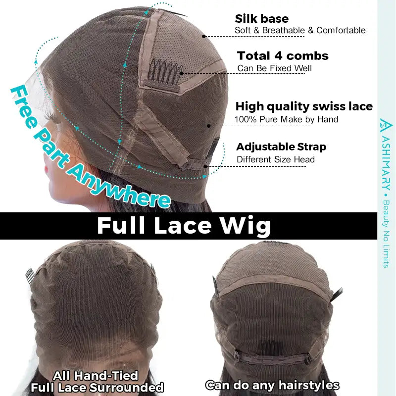 Deep Wave Full Lace Wig Ashimary Human Hair Wigs 250% Density