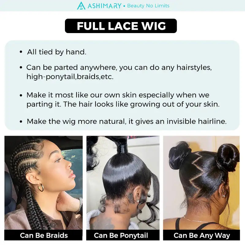 Deep Wave Full Lace Wig Ashimary Human Hair Wigs 250% Density