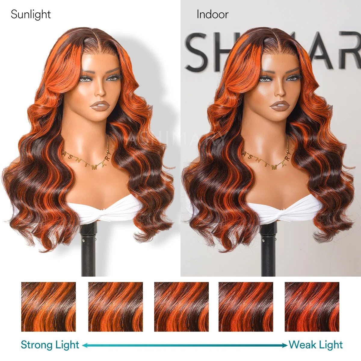 70% OFF | Ginger Highlight Body Wave Wig 360 Lace Frontal Invisi Strap Snug Fit Human Hair