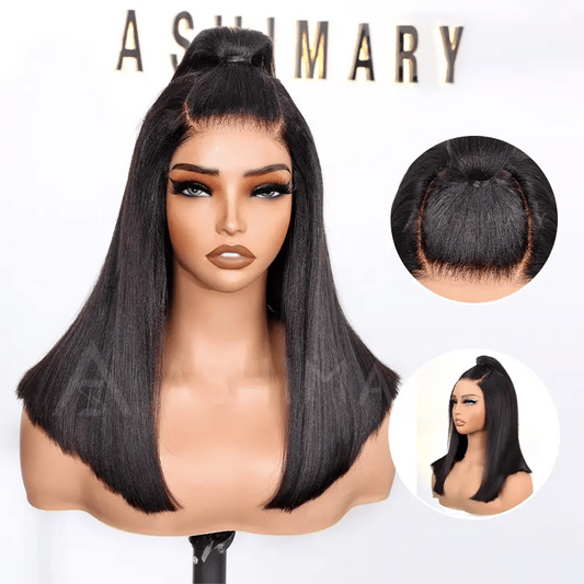 Pre-Styled Ponytail Glueless Straight 5x5 Undetectable Lace Wig What You See Is What You Get