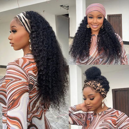 BOGO Flash Sale Headband Juicy Curly Wig 10A Virgin Human Hair Natural Color