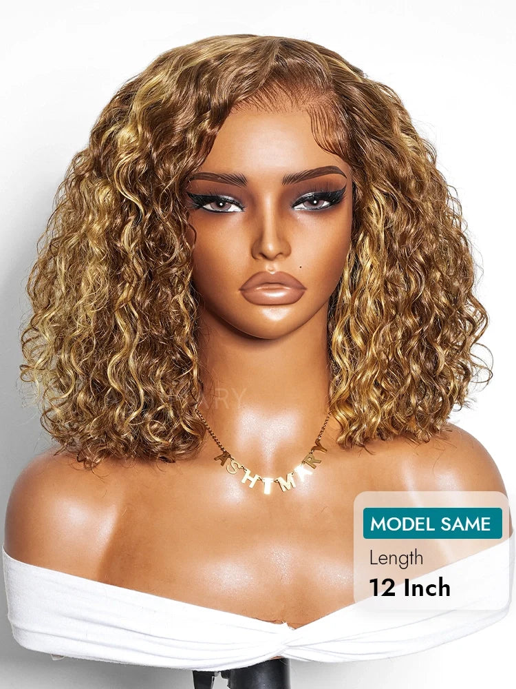 70% OFF| Highlight Nature Wave Bob 7x5 Lace Pull Go Wig C Side Part Pre-Styled Short Length Human Hair