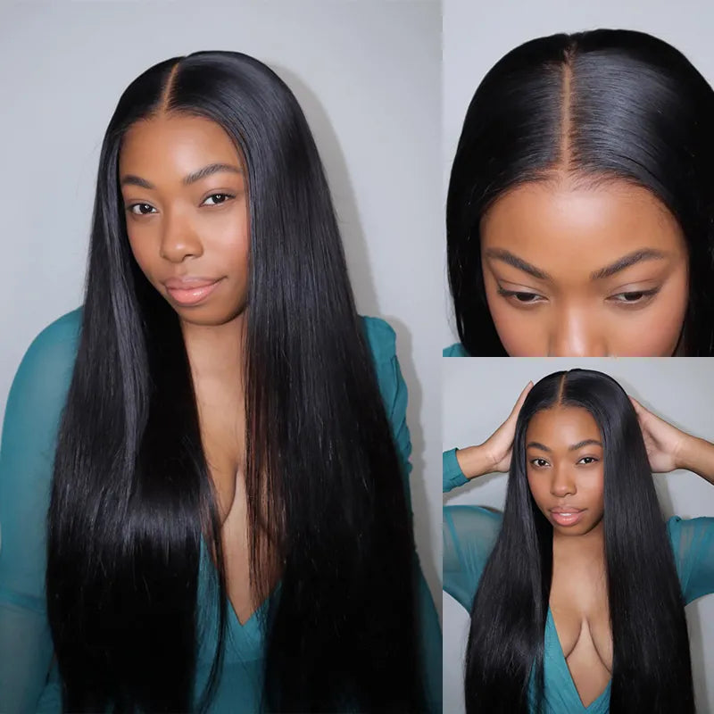 40 Inch Silky Straight Lace Wig Glueless and Sleek Natural Black 100% Human Hair Long Length