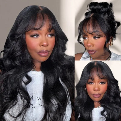 [US 24H Ship] Layer Cut Body Wave With Bang 360 Invisi Strap Lace Frontal Wig Glueless Salon Hairstyles