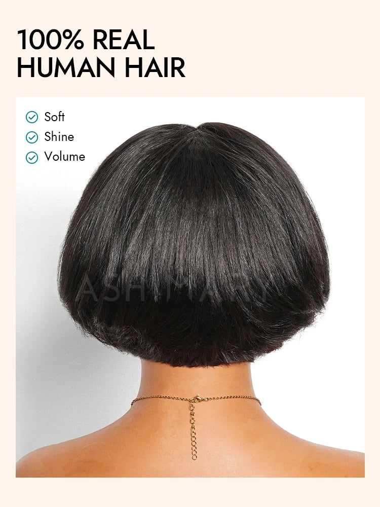 Layered-Cut Straight Bob 5x5 Lace Salon Style Face-Framing Glueless Human Hair Wigs