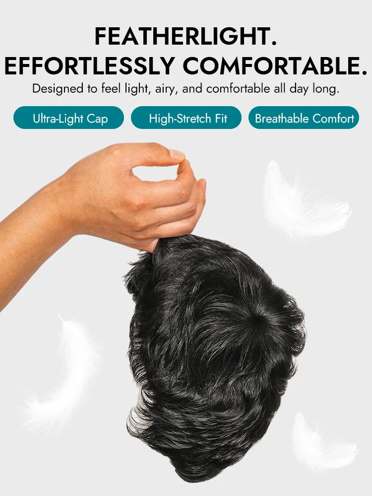Short Pixie Cut Wigs For Women Feathered Layers Natural Black Human Hair