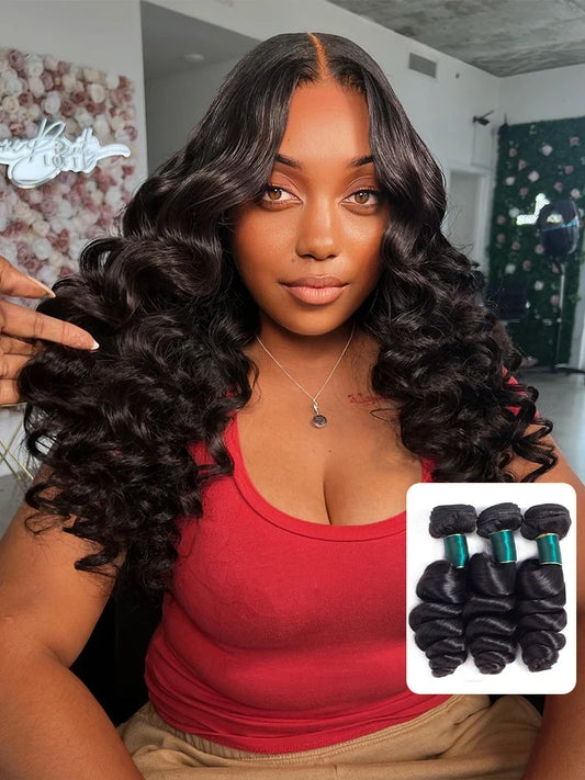 Loose Wave 3pcs Wavy Weave 100% Virgin Human Hair Bundles Hair Extension