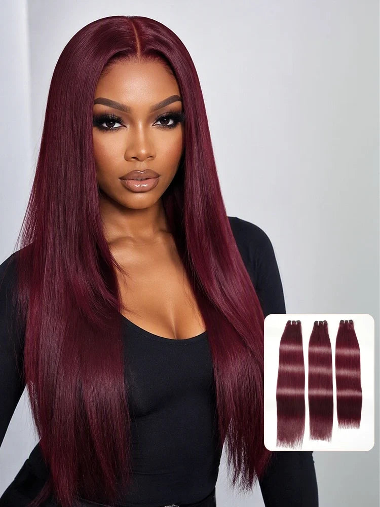 LUSTRE™ Raw | Burgundy Silk Straight 100% Unprocessed Long-Life Span Premium Human Hair Weft