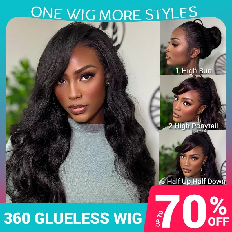 Flash Sale Invisi Strap 360 Glueless Lace Wig Wavy & Curly Human Hair Pre Cut Lace Wig
