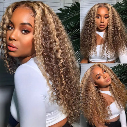Precut Glueless Kinky Curly Lace Closure Ready To Wear Wig with Pre Plucked Hairline & Bleached Knots