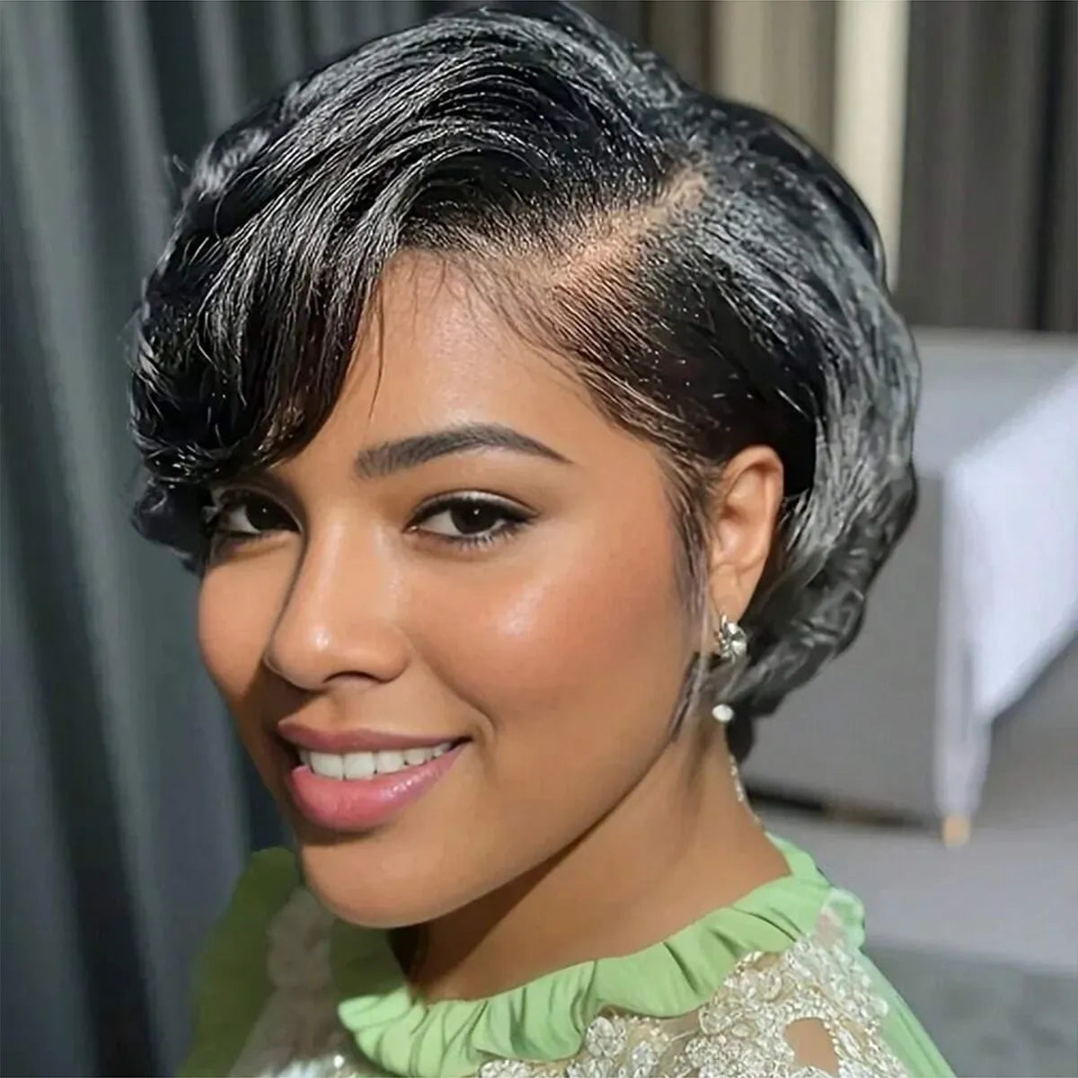 2 Wigs=$99 | Pixie Curly Glueless Human Hair Wig + Glueless 4x4 Lace Closure Straight Bob Wig
