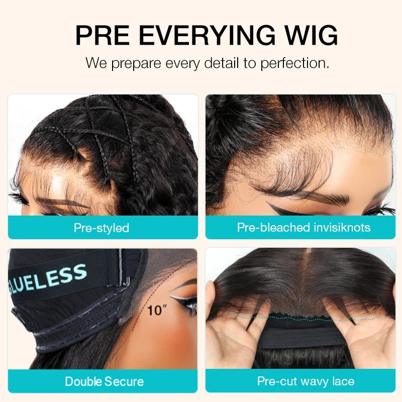 Pre-Braided Styles 10x6 Parting Max Pre Cut Transparent Lace Frontal Glueless Wig Put On & Go Human Hair