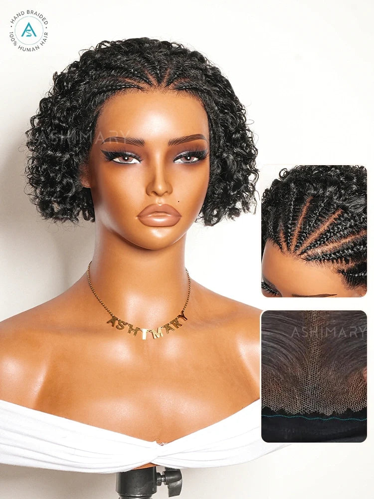 BOGO Pre-Braid Short Curly Bob Wig Glueless Pre-Cut Lace Human Hair Wig