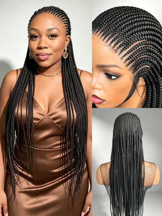 Pre-Braid Full Lace Salon-Like Invisi Strap Glueless Wig with Baby Hair Knotless Scalp Like Braided