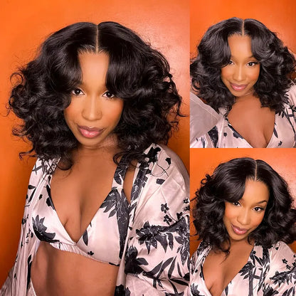 Fluffy Bouncy Rose Wave Side Part 4x4 13x4 Lace Wigs 100% Human Hair Beginner Friendly