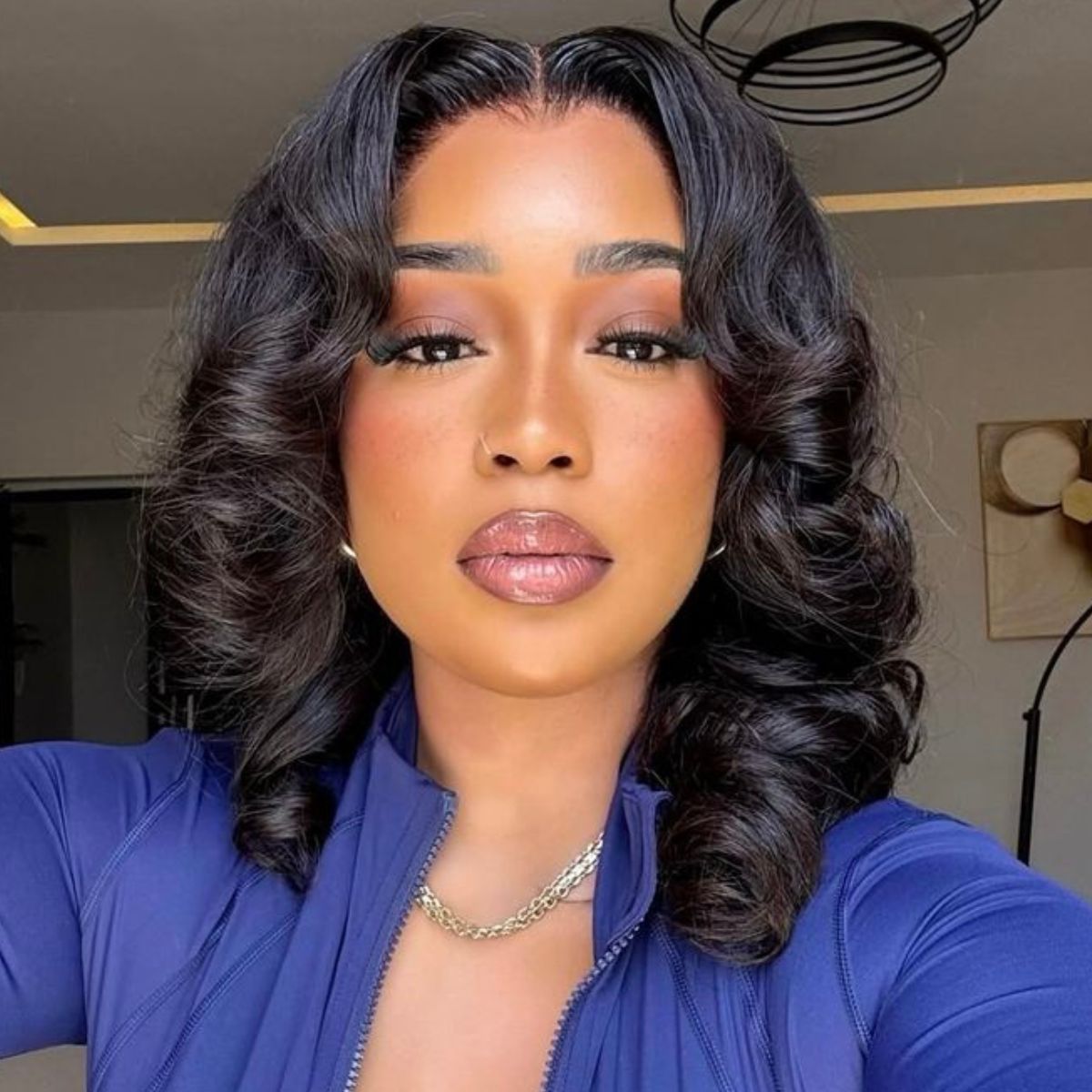 Face Framing Layers Cut Shoulder Length 4x4 Lace Frontal Bob Wig Salon Hairstyles Body Wave Human Hair