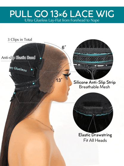 Effortlessly Butterfly Cut Layered Wavy Pull Go 13x6 Full Glueless Lace Wig Detroit Layer Human Hair