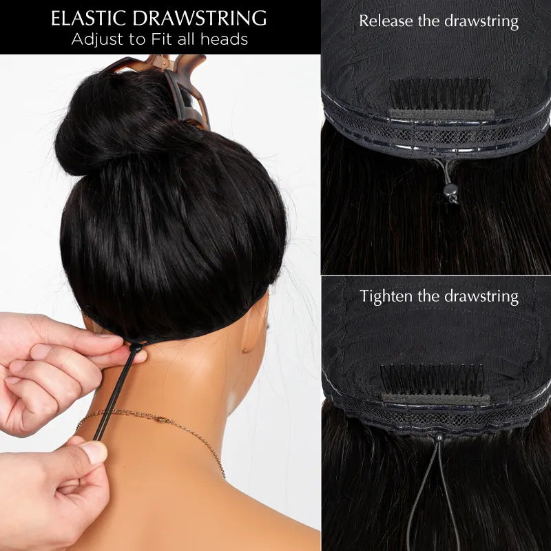 Pull Go 3x1 Lace Double Drawn Bob Wig True Scalp Bang Wig Bone Straight Silky Glueless High Density Human Hair