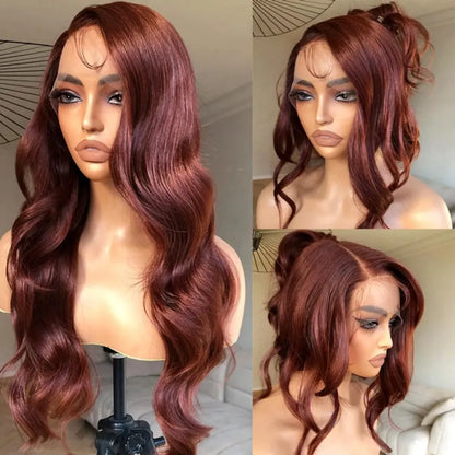 Reddish Brown 360 Transparent Lace Frontal Wigs Body Wave & Straight Pre Plucked 100% Human Hair