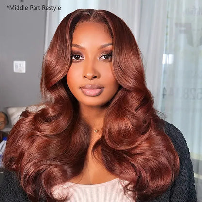 Reddish Brown Peacock Curls Pull & Go 13x6 Full Lace Front Glueless Wig Pre-Styled Heavy Layers