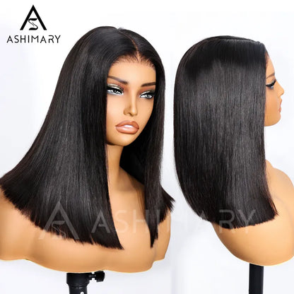 Double Drawn High Density Pre-Cut Lace Bob 13x4 Pull Go Transparent Lace Frontal Wigs Pre Bleached Knots