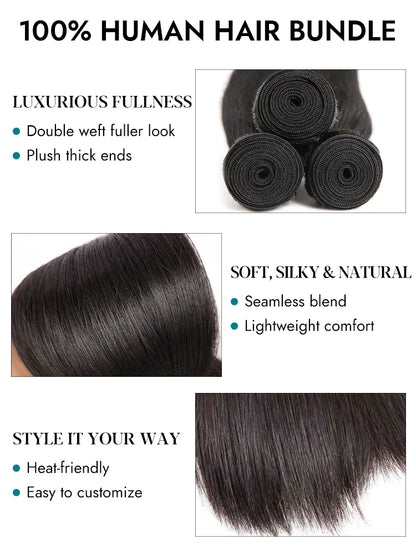 Straight Hair Weave 3pcs Brazilian 100% Virgin Human Hair Bundles