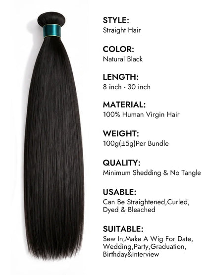 Straight Hair Weave 3pcs Brazilian 100% Virgin Human Hair Bundles