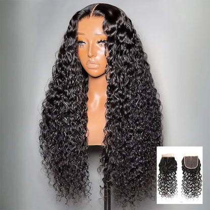 Water Wave Hair 4x4Inchs Lace Closure Natural Color 100% Human Hair